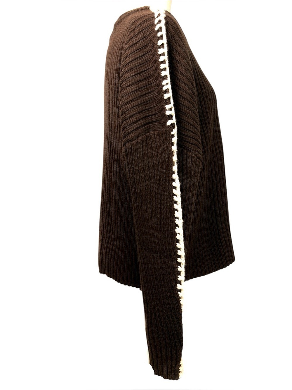 Elan Ribbed Blanket Stitch Sweater Brown M Granola Girl Cozy Indie Boho Earthy - Picture 10 of 12